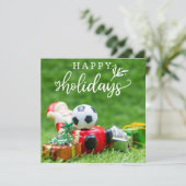 Voetbal Prettige feestdagen met Kerstmis Feestdagenkaart (Staand voorkant)
