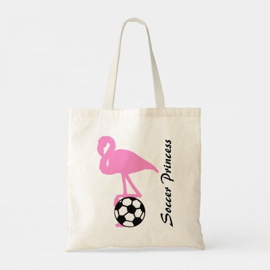 Voetbal Prinses Roze Flamingo Meisjes Custom Tote Bag (Achterkant)