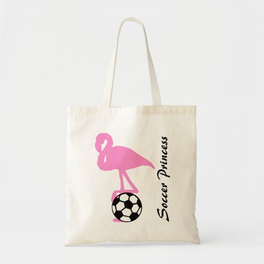 Voetbal Prinses Roze Flamingo Meisjes Custom Tote Bag (Voorkant)