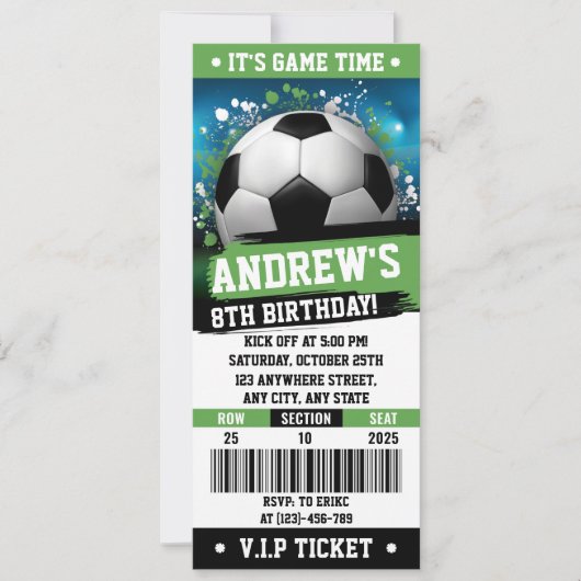  Voetbal Printable Ticket Verjaardag Kaart (Voorkant)