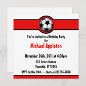 Voetbal Red Birthday Kaart (Voorkant / Achterkant)