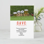 Voetbal Red de datum voor verjaardagsfeestje  Kaart (Staand voorkant)