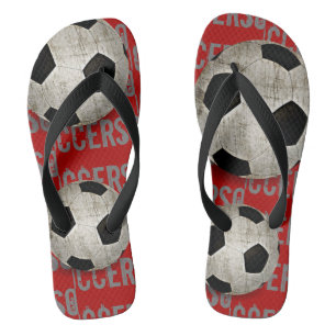 Voetbal Red en Black Fun Teenslippers