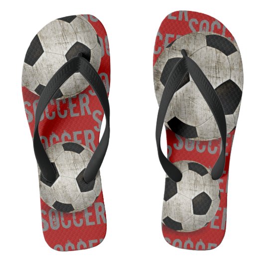 Voetbal Red en Black Fun Teenslippers (Voetbed)