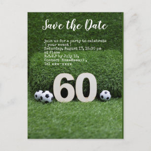 Voetbal redt de datum 60th Birthday Party Briefkaart