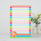 Voetbal; Retro Neon Rainbow Briefpapier (Staand voorkant)