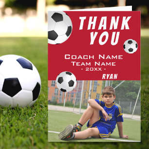 Voetbal Rode Dank je Coach Fotokaart Bedankkaart