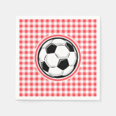Voetbal; rode en witte gingham servetten (Voorkant)