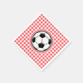 Voetbal; rode en witte gingham servetten (Hoek)
