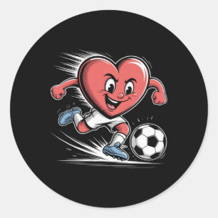 Voetbal Rode Hart Speler Valentijnsdag Ronde Sticker