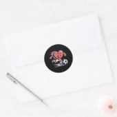 Voetbal Rode Hart Speler Valentijnsdag  Ronde Sticker (Envelop)