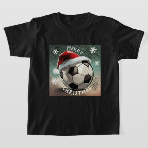 Voetbal Rode Santa Hoed Sneeuwvlok Kerstmis T-shirt