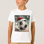 Voetbal Rode Santa Hoed Sneeuwvlok Kerstmis T-shirt (Voorkant)