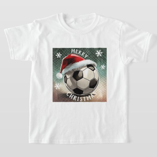 Voetbal Rode Santa Hoed Sneeuwvlok Kerstmis T-shirt (Laagn)