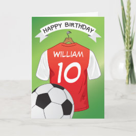 Voetbal Rode Shirt Custom Sporten Verjaardag Kaart