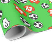 Voetbal, Rode Shirts, & Fans Cadeaupapier (Rol Hoek)