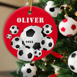 Voetbal Rode Sport Kinderen Keramisch Ornament