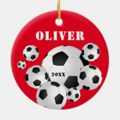 Voetbal Rode Sport Kinderen Keramisch Ornament (Achterkant)