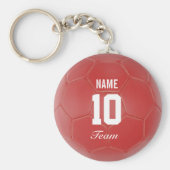 Voetbal Rode Team - Gepersonaliseerde naam Sleutelhanger (Voorkant)