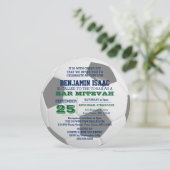 Voetbal ronde bar mitswa uitnodiging (Staand voorkant)