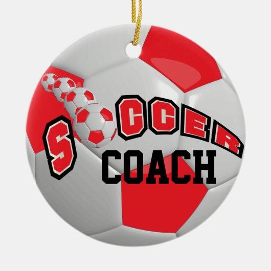 Voetbal | Rood | DIY-tekst Keramisch Ornament (Voorkant)