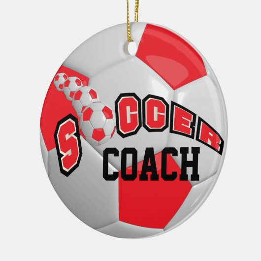 Voetbal | Rood | DIY-tekst Keramisch Ornament (Links)