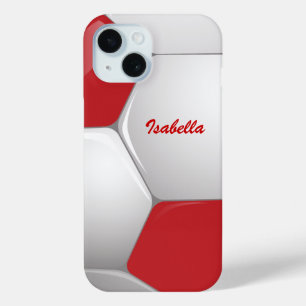 Voetbal rood en wit iPhone 15 Case