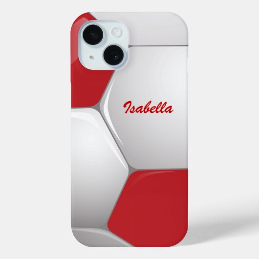  Voetbal rood en wit Case-Mate iPhone Case (Achterkant)
