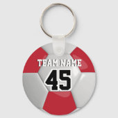 Voetbal rood en wit team sleutelhanger (Voorkant)