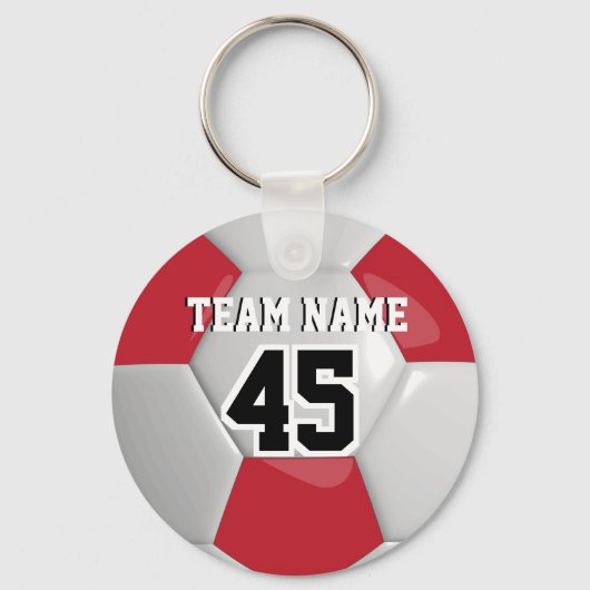 Voetbal rood en wit team sleutelhanger (Voorkant)
