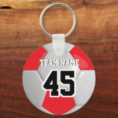 Voetbal rood en wit team sleutelhanger (Voorkant)