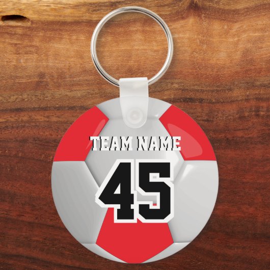 Voetbal rood en wit team sleutelhanger (Voorkant)