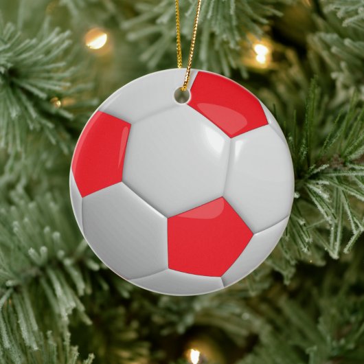Voetbal | Rood Keramisch Ornament (Boom)