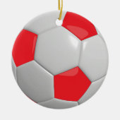 Voetbal | Rood Keramisch Ornament (Voorkant)
