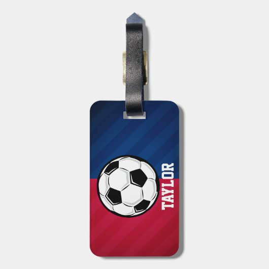 Voetbal; Rood, Wit en Blauw Bagagelabel (Achterkant verticaal)