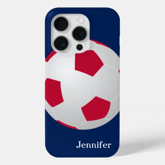 Voetbal, rood, wit en blauw, naam Case-Mate iPhone case (Achterkant)