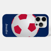 Voetbal, rood, wit en blauw, naam Case-Mate iPhone case (Achterkant (horizontaal))