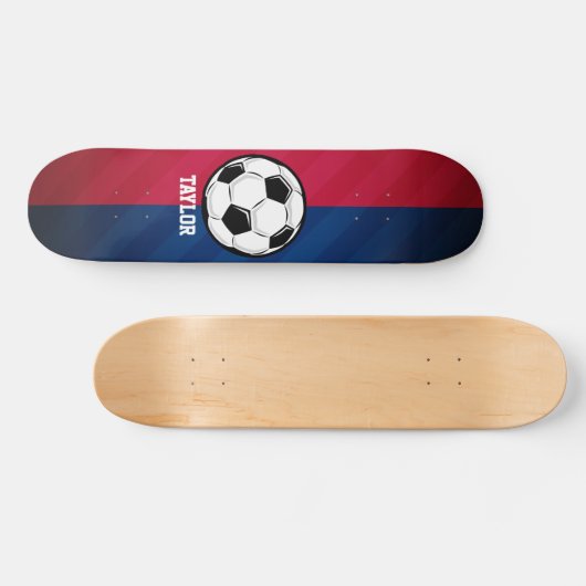Voetbal; Rood, Wit en Blauw Persoonlijk Skateboard (Horizontaal)