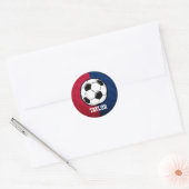 Voetbal; Rood, Wit en Blauw Ronde Sticker (Envelop)