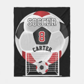 Voetbal - Rood, wit en zwart Fleece Deken (Voorkant)