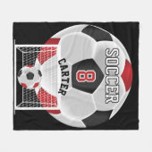 Voetbal - Rood, wit en zwart Fleece Deken (Voorkant (Horizontaal))