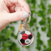 Voetbal Rood Wit en Zwart Sleutelhanger (Hand)