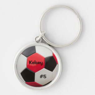 Voetbal Rood Wit en Zwart Sleutelhanger