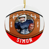 Voetbal Rood Witte Teamkleuren Keramisch Ornament (Voorkant)