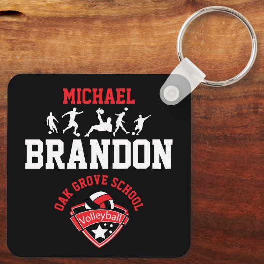 Voetbal - Rood, zwart en wit Sleutelhanger (Achterkant)