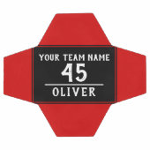 Voetbal rood zwart met teamnaam nummer (Enkel)