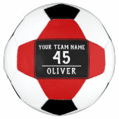 Voetbal rood zwart met teamnaam nummer (Voorkant)