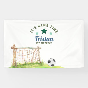 Voetbal Rookie “It's Game Time” Eerste Verjaardag Spandoek