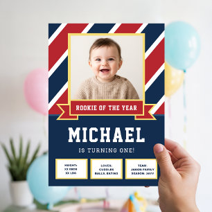 Voetbal Rookie Of The Year 1e Verjaardag Kind Foto Kaart