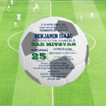 Voetbal Round Bar Mitzvah - fotouitnodiging Kaart<br><div class="desc">Deze casual uitnodigingen zijn perfect voor elke balie die Mitzvah in de sportzaal heeft gevierd. Elke lijn van tekst is volledig klantgericht om enkel te zeggen wat u wilt! Voeg uw foto aan de rug toe om tot het een speciale keepslag te maken. Vind coördinerende producten in het Collectie van...</div>